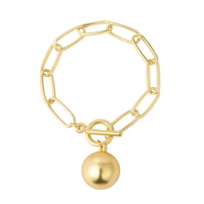 China Latest Hot Selling Fashionable Chunky Chain Link Ball Charm Bracelets Adjustable Gold Plated Bracelets for sale