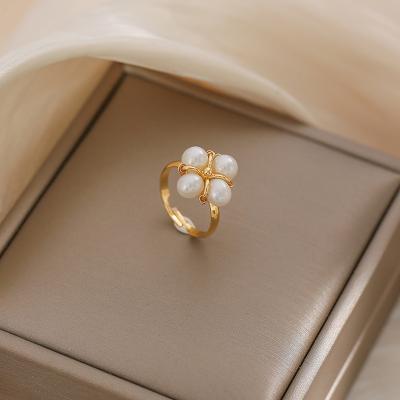 China Trendy Fashion Women's Hot Selling Creative Simple Jewelry Big Round Natural Freshwater Pearl Ring Set Female for sale