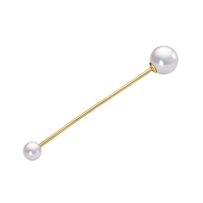 China Luxury and Classic Women's 18K Yellow Gold Natural Akoya Pearl Brooch Pin Gift for Women Wholesale Free Shipping for sale