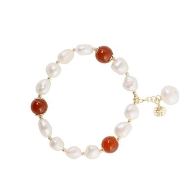 China Lucy Jewelry Trendy Baroque Pearl Bracelet Natural Freshwater Pearl Vintage And Irregular Beaded Agate Bracelet Gift For Women Wholesale for sale