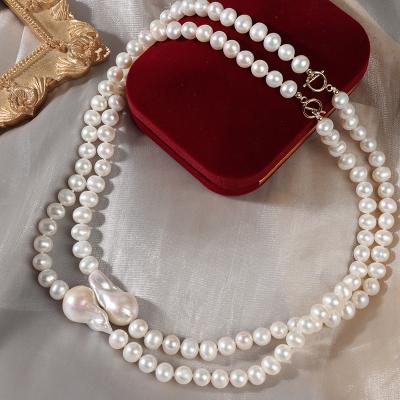 China Classic Vintage Baroque Pearl Necklace Irregular Mermaid Tail Make Fish Tails New Natural Freshwater Women Baroque Pearl Pendant Necklaces for sale