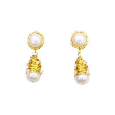 China 2021 new fashion vintage French baroque pearl jewelry wild baroque earring FASHIONABLE French pearl earrings pearl earrings for sale for sale