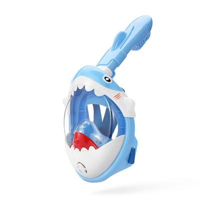 China New Arrival 180 Wide View Shark Folding Child Full Face Snorkel Mask Dive Mask Ties Silicone for sale