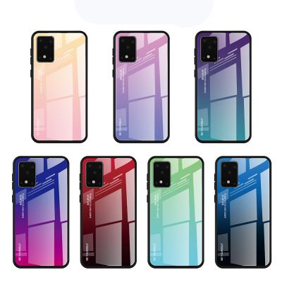 China Fashion.simple Colorful Gradient Tempered Glass Mobile Phone Case S20 TPU Phone Case For Samsung Galaxy S20 for sale