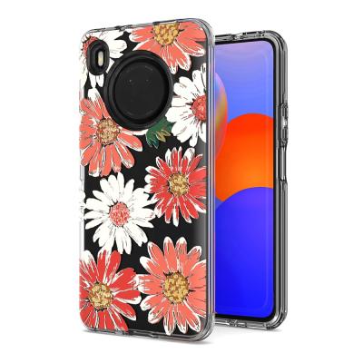 China Transparent Anti-fall Flowers Painting 2 In 1 TPU+PC Phone Cover For Huawei Y9A Case Phone Wholesale Accessories Mobile Case for sale