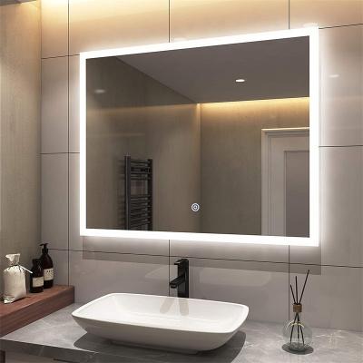 China High Quality Illuminated Wall Mounted Smart Led Smart Mirror Touch Screen Vanity Bathroom Mirror With Time Display for sale