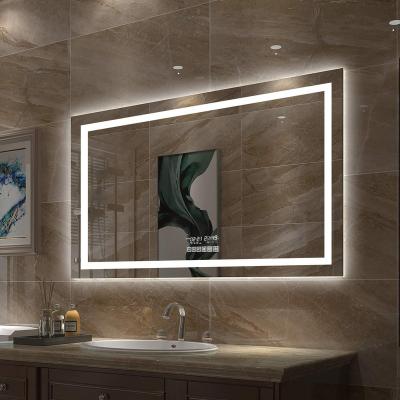 China Modern Design Smart Large Anti Fog Magnifying Wall Mounted Round Led Round Backlit Bath Mirror Bathroom Mirror With Light for sale