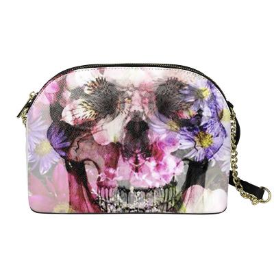 China High Quality Lightweight Leather Shell Bag Messenger Shoulder Bag PU Art Customize Print Girl Shell Bag Color Design Sugarskull For Women for sale