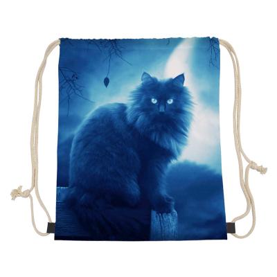 China Animal Girls Cat Printed Women Drawstring Bag Light Fashion Bolsos Feminina Daypack Travel Small Backpack Beach Pocket Kids Gift for sale