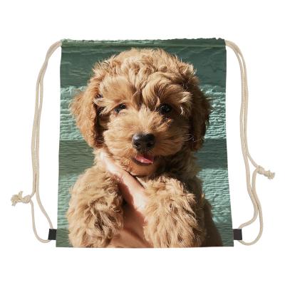 China Travel Lightweight Male Female Bag Backpack Storage Cute Dog Boy Girl Drawstring Bag Fashion Canvas Handbag Animal Female Shopping for sale