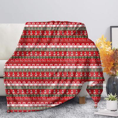 China Best Selling American Style Keep it Cheap Blanket Christmas Deer Design Print Fleece Christmas Warm Tartan Wool Nap Christmas Blanket for sale