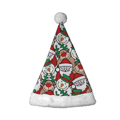 China Christmas Hat Cartoon Latest Decoration\New Fashion Flannel Felt Exclusive Pattern Hat Santa Hat Holiday Party Headwear Luck Girl for sale