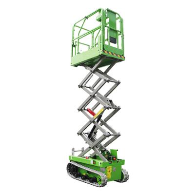 China Hotels Working Height 6.5m 900kg Electric Pile Hydraulic Loader Mini Scissor Lifting Table On Self Propelled Tracks for sale