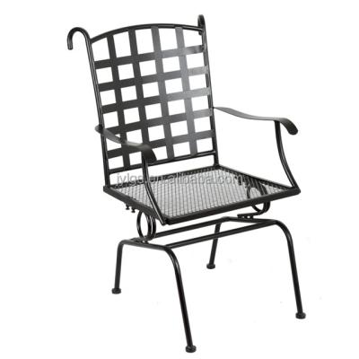 China Antique Morden Wrought Iron Black Lattice Back Spring Motion Chair for sale