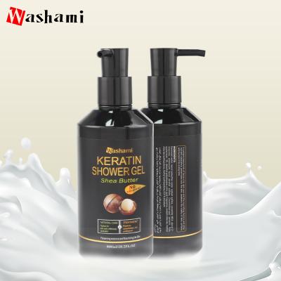 China Bubble Private Label Smoothing Moisturizing Bath Keratin Shea Butter Body Shower Gel for sale