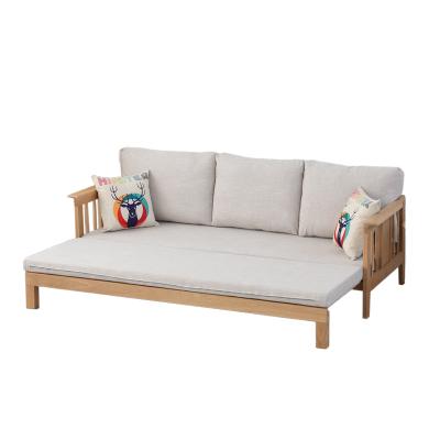 China White Oak Extendable Small Size Sofa Bed Multifunctional Solid Wood Sofa Can Be Pushed And Pulled Folding Sofa for sale