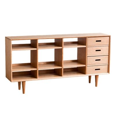 China (Other)Adjustable Nordic Solid Wood Bookcase With Drawer Bookcase Multilayer Single Floor To Floor Student Storage Shelf For Family Living Room for sale