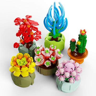 China Educational Toy Fashion Design Children's Plastic Succulents Building Blocks Flower Sets Toy for sale