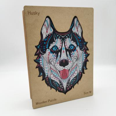 China Factory Price Amazon Eco-friendly Custom Hot Sale For Husky Shape Wooden Puzzle for sale