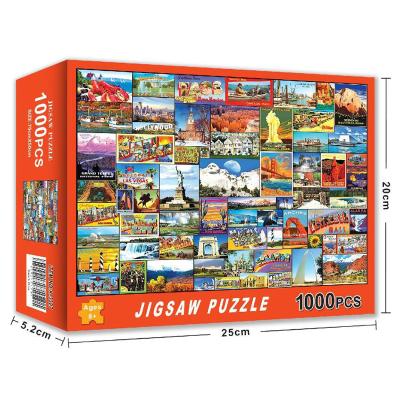 China Eco-friendly kids adult 1000 piezas educational toys cardboard paper jigsaw puzzles 1000 pieces for wholesale for sale