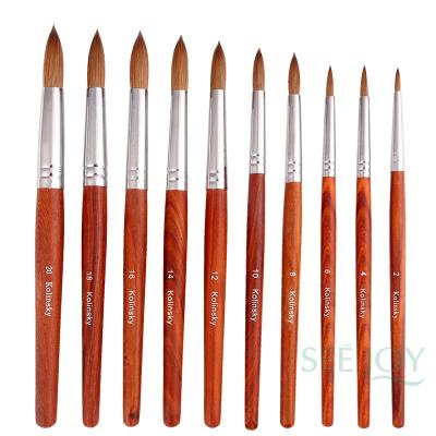 China Kolinsky Pinceles Nail Brush 100% Pure Oval Acrylic Nail Art Brush Wholesale Prices #2#6-#24 for sale