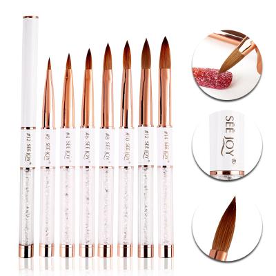 China Pinceles Kolinsky Nail Brush Custom Pure Hair Acrylic Nail Art Brush Logo Rose Gold Nail Brushes 100% Kolinsky Good Quality 2021 for sale