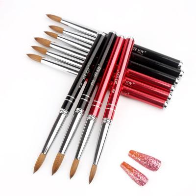 China Professional 100% Kolinsky Sand Nail Art Tool Manicure Powder Crimped Nail Brush Kolinsky Nail Brush 2021 Metal Handle Brush Kolinsky Acrylic 100 pincel for sale