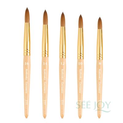 China Pinceles Kolinsky nail brush pure high quality merm brush nail art brush 100% Kolinksy custom logo 6 handle 8 10 12 14 16 18 20 wooden with box for sale