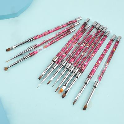 China Kolinsky Pinceles Nail Brush 2021 New Fashion Colorful Nail Art Brush Set Wholesale Price 4 Colors Gel Nail Drawing Brushes for sale