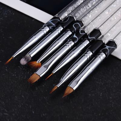 China Kolinsky New Style 7pcs Luxury Transparent Handle Nail Art Brush Set Nail Brush Set Nail Art Brushes Nail Brush Set China Supplier for sale