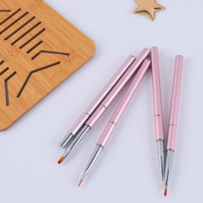 China Good Quality Cosmetic Nail Art Acrylic Brush For Girls Makeup Best Selling Nail Brush 5pcs Kolinsky Pinceles Nail Art Metal Pink Handle Set for sale