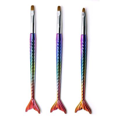 China High Quality Acrylic Kolinsky Rainbow 3d Brushes Set Nail Art Brushes Mermaid Gradient Nail Art Brush Kolinsky Pinceles 3Pcs for sale