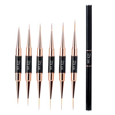 China High Quality Custom Logo Rose Gold Nail Art Brush Dual Size Nail Brush 2022 Nail Liner Brush Kolinsky Brushes 2022 Double Head for sale