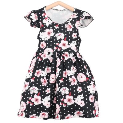 China Women Girl Anti-static Sleeveless Super Soft Stretch High Quality Children Kids Print Fashion Custom Flower Pink Flower Dresses Wholesale for sale