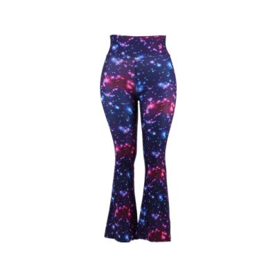 China Anti-Wrinkle Custom Design Swept Stretch Tights Super Soft Wide Leg Flare Pants Puzzles Design Autism Yoga Leggings for sale