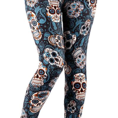 China Mommy and Me Antibacterial Custom Made Copies Big and Curvy Sugar Skulls Leggings Wholesale Super Soft High Waisted for sale