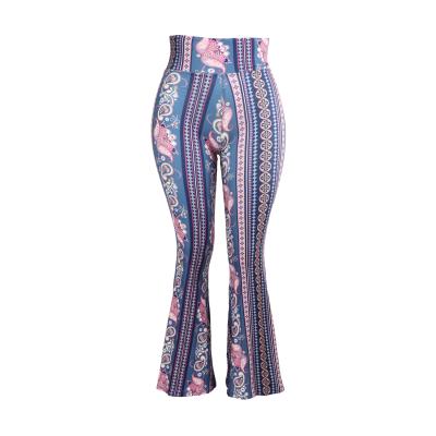 China Custom Anti-Wrinkle Digital Prints Scanned To Stretch Tight Leggings Women Bell Bottom Super Soft Wide Leg Lounge Pants Boho Palazzo Leggings for sale