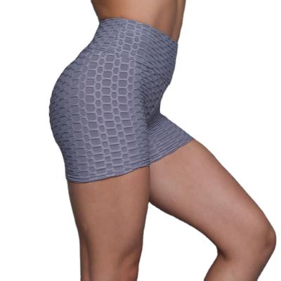 China The crack workout! crack! Breathable Textured Yoga Gaiters Pants Lifting Anti Cellulite Ruched Butt Tights Charcoal Gray Biker Shorts Wholesale for sale