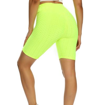 China Supply Amazon Breathable Women Crac! crack! Textured Yoga Leggings Workout Pants Anti Cellulite Ruched Butt Lifting Lime Green Biker Shorts for sale