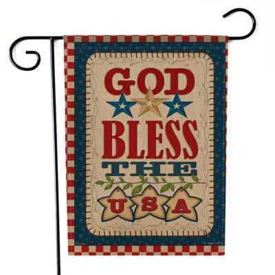 China Hanging Festival Themes Seasonal Holiday Double Side Yard Burlap Banner Home Decoration Mix Designs God Bless USA Garden Flag for sale