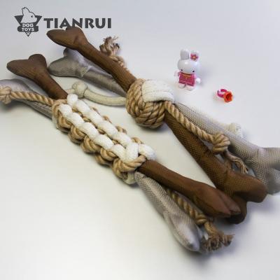 China Viable Handmade Cotton Hemp Rope Bone Pet Toy Set for sale