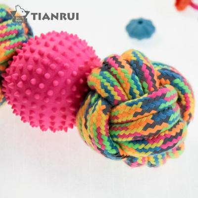 China Sustainable Rubber Cotton Rope Ball Dog Chew Toy for sale