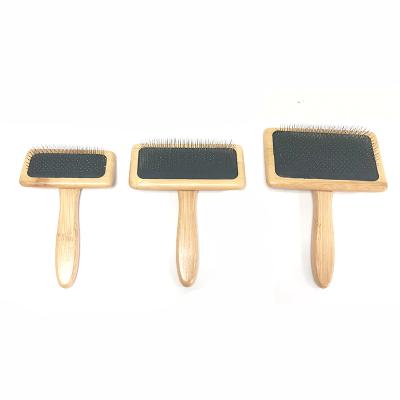 China 2020 Viable Hot Selling Wooden Pet Molding Slicker Handle Brush Customized Color With Pins for sale