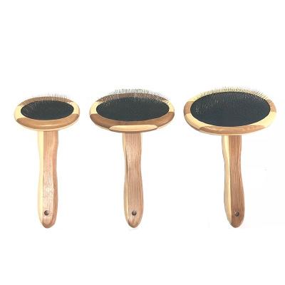 China Custom logo and factory package from supplier LOW MOQ pet sustainable slicke bamboo pet brush for sale