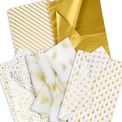 China Party Biodegradable Hybrid Decoration Paper Gift Wrapping Craft Pattern Durable Gold Foil Gift Tissue Wrap Paper for sale