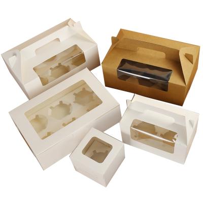 China Biodegradable Kraft Paper White Card 1/2/4/6/8/12 Piece Cupcake Box To Send Inner Support Window Cupcake Box for sale