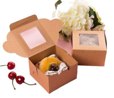 China Good Selling Portable Biodegradable Open Window Cupcake Rectangular Paper Box Wedding Cake Packaging Box for sale