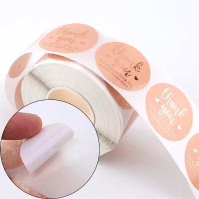 China Wholesale Waterproof Stain Rose Gold Thank You Sticker Roll Gift Wrap Seal Gift Seal Label Sticker for sale