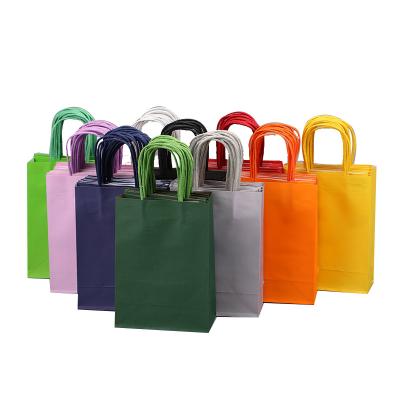 China Customized Multicolor Biodegradable Customized Rectangular Candy Color Gift Paper Bag Kraft Paper Portable Bag for sale