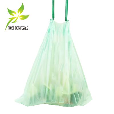 China Household Products Biodegradable and Compostable Eco-Friendly Kitchen Biodegradable Plastic Custom Logo and Eco-Friendly Printing Drawstring Waste Bag for sale